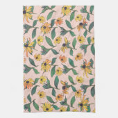 黄金の黒目のデイジー花 キッチンタオル (縦)