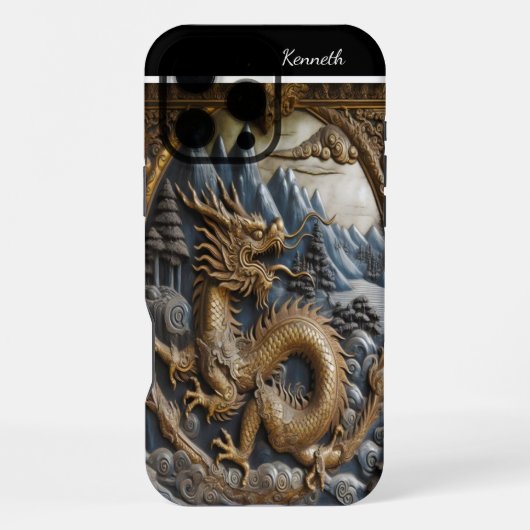 黄金の龍上昇 iPhoneケース (裏面)