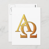 黄金の「3-D」アルファとオメガの記号 ポストカード (正面/裏面)