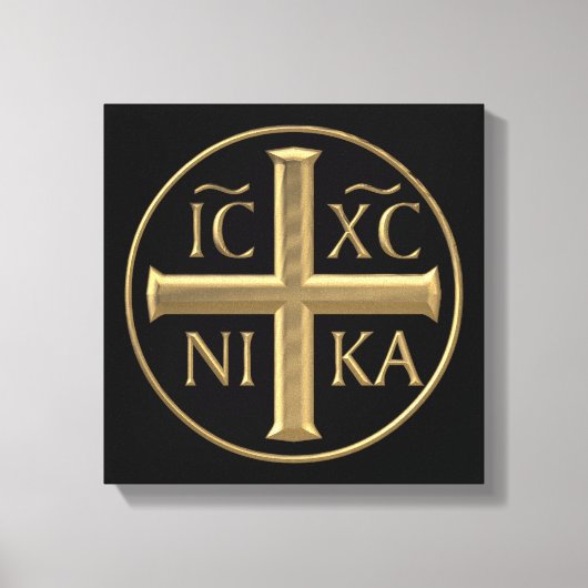 黄金の"3-D"イエスキリスト：征服 キャンバスプリント (正面)