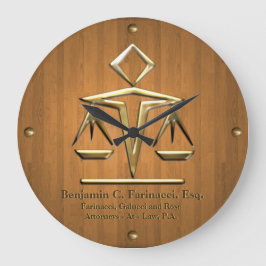 黄金はかりで測の正義オンパーソナライズされたチーク ラージ壁時計