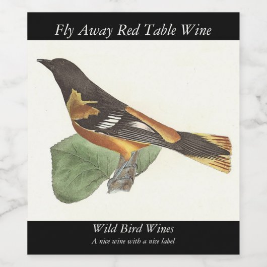 黄金またはボルチモアのオリオール（黄金またはボルチモアの巨石） ワインラベル (シングルラベル)