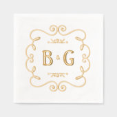 黄金イニシャル結婚ズ 箔ナプキン (正面)