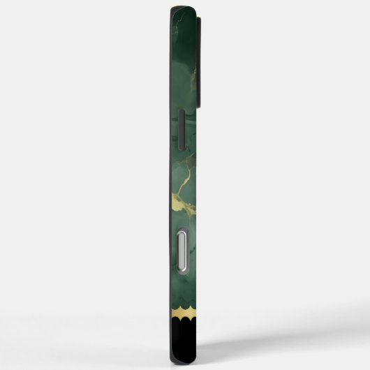 黄金エレガントのアクセントを持つ緑の大理石デザイン Case-Mate iPhoneケース (裏面 / 右)