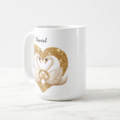 黄金エレガントのリングや輪の白鳥 コーヒーマグカップ (正面左)