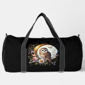 黄金エレガントの月にフクロウ ダッフルバッグ (正面)