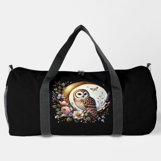 黄金エレガントの月にフクロウ ダッフルバッグ (裏面)