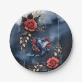 黄金エレガントの葉のバラ配列 ペーパープレート (正面)