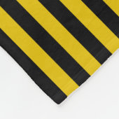 黄金ゴールドと黒い格子縞ストライプの フリースブランケット (角)