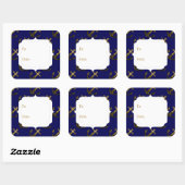 黄金ゴールドスパークルいかり |ネイビーブルーギフトラベル スクエアシール (シート)