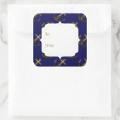 黄金ゴールドスパークルいかり |ネイビーブルーギフトラベル スクエアシール (バッグ)