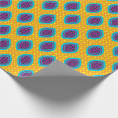 黄金ゴールド紫と青のアフリカ模様 ラッピングペーパー (角)