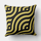 黄金スタイリッシュ茶色と黒の波ストライプの模様 クッション (裏面)