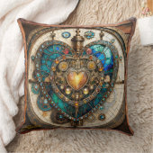 黄金ステンドグラスハートスチームパンクシリーズ クッション (ブランケット)