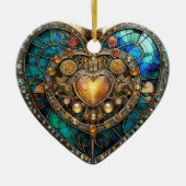黄金ステンドグラスハートスチームパンクシリーズ セラミックオーナメント (正面)