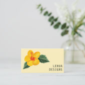 黄金ハイビスカス水の色ユニーク熱帯QRコード 名刺 (スタンド正面)