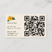 黄金ハイビスカス水の色ユニーク熱帯QRコード 名刺 (裏面)