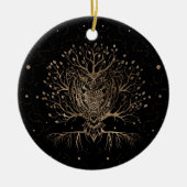 黄金フクロウの木 セラミックオーナメント (正面)