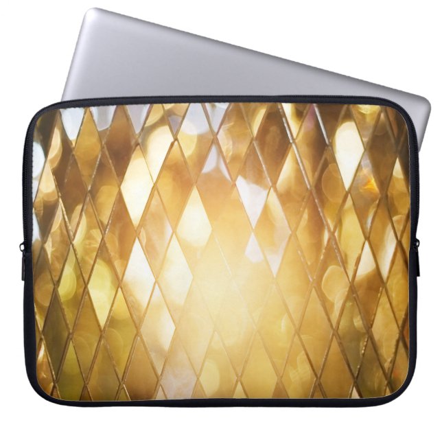 黄金モザイク輝く：ガラス効果。 ラップトップスリーブ (正面)
