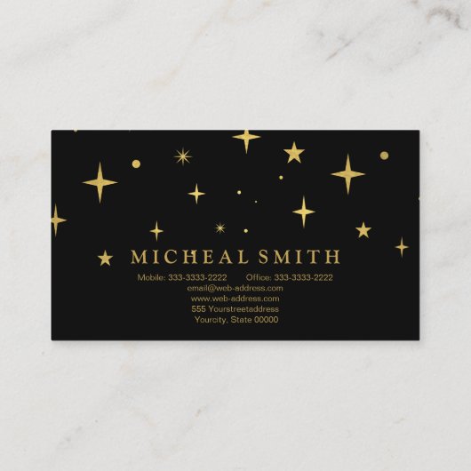 黄金モダンの輝く星 名刺 (裏面)