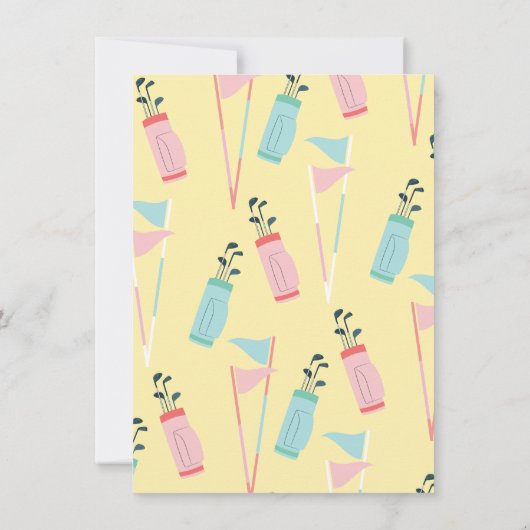 黄金モダン世紀中頃の赤ちゃんシャワーが徴候を明らかにする 招待状 (裏面)