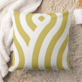 黄金モダン茶色と白の波のパターン クッション (ブランケット)
