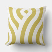黄金モダン茶色と白の波のパターン クッション (正面)