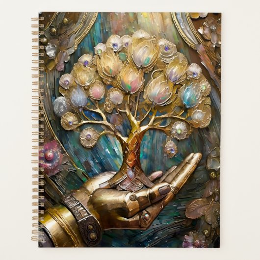 黄金ロボットハンド保持金ゴールドツリー プランナー手帳 (正面)