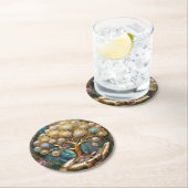 黄金ロボットハンド保持金ゴールドツリー ラウンドペーパーコースター (インサイチュ)