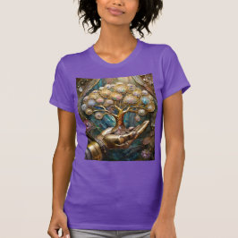 黄金ロボットハンド保持金ゴールドツリー Tシャツ