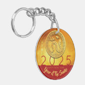 黄金中国のの蛇の年のパーソナライズされたアーク キーホルダー (正面左)