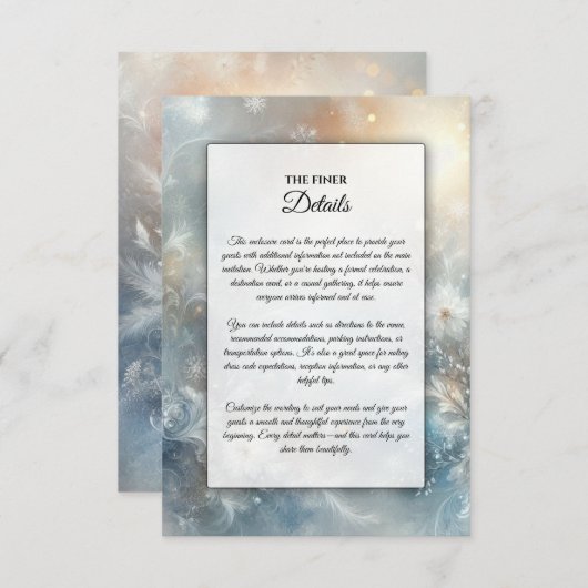 黄金凍っていの冬の霧の中の結婚花びら エンクロージャーカード (正面/裏面)