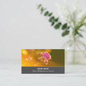 黄金前向きの夕日にピンクのバラ庭園愛好家 名刺 (スタンド正面)