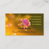 黄金前向きの夕日にピンクのバラ庭園愛好家 名刺 (裏面)