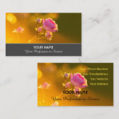 黄金前向きの夕日にピンクのバラ庭園愛好家 名刺 (正面/裏面)