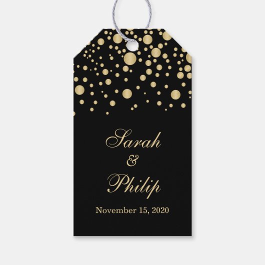 黄金効果紙吹雪結婚ズサンキューギフトラベル ギフトタグ (正面)
