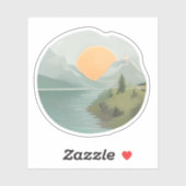 黄金地平原：湖のそばの夕日 シール (シート)