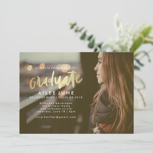 黄金大学院 | 卒業招待状カード 招待状 (スタンド正面)