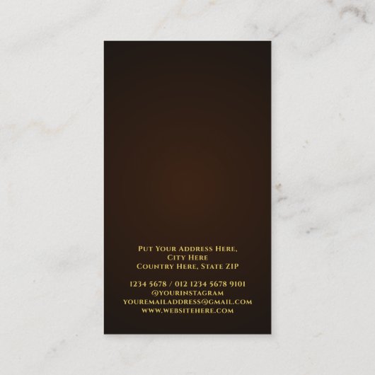 黄金彫刻の花枠 |名前イニシャル 名刺 (裏面)