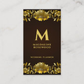 黄金彫刻の花枠 |名前イニシャル 名刺 (正面)