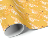 黄金忙しの黄色の裏地にミツバチを置く ラッピングペーパー (ロールコーナー)