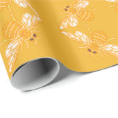 黄金忙しの黄色の裏地にミツバチを置く ラッピングペーパー (ロールコーナー)