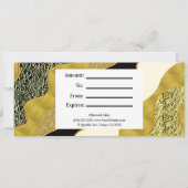 黄金抽象芸術波モダン金ゴールド贈与証明書 招待状 (裏面)