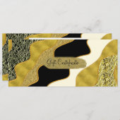 黄金抽象芸術波モダン金ゴールド贈与証明書 招待状 (正面/裏面)