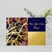 黄金数々のの木離れ色のパーティー 箔招待状 (立ち正面)