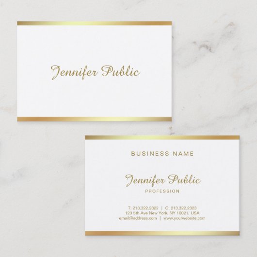 黄金文字の書道が美モダンユニークしい 名刺 (正面/裏面)