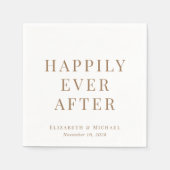 黄金文字体裁の結婚式の後ずっと幸せに スタンダードカクテルナプキン (正面)