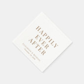 黄金文字体裁の結婚式の後ずっと幸せに スタンダードカクテルナプキン (角)