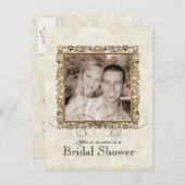 黄金時代のエレガンス、ブライダルシャワー招待 インビテーションポストカード (正面/裏面)