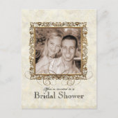 黄金時代のエレガンス、ブライダルシャワー招待 インビテーションポストカード (正面)